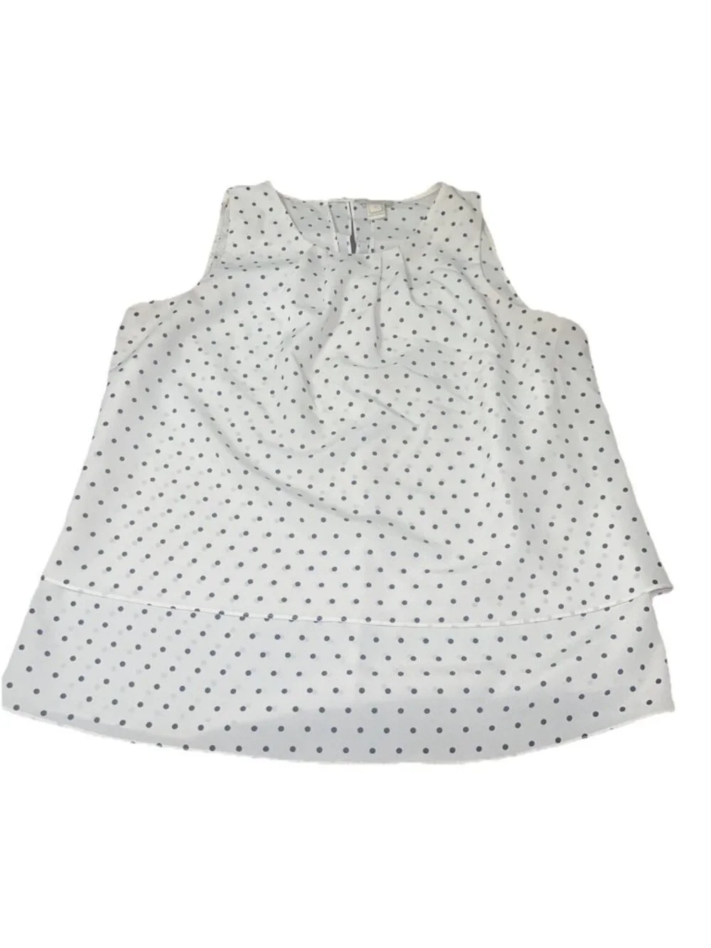 J CREW Women's Size 4 Tiered Polka Dot Blouse with Keyhole Back Black and White